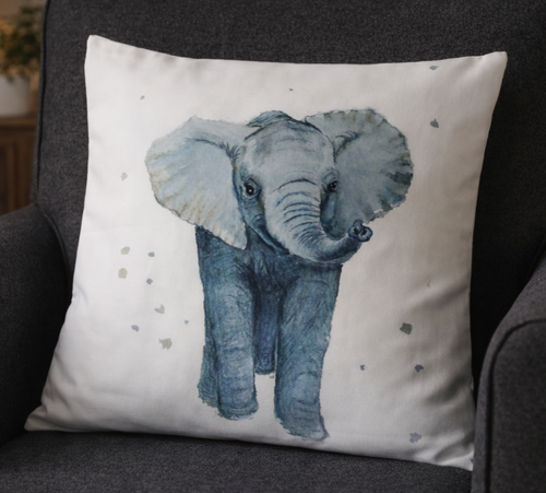 Black Ginger x Kat Jackson Elephant Cushion Cover - 40x40cm Velvet Art Print