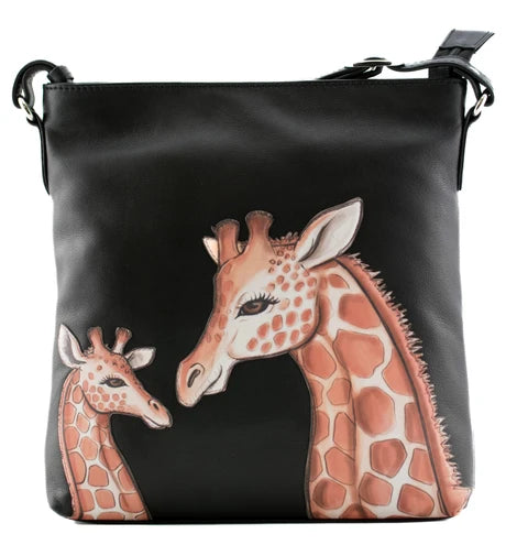 Mala Leather Tall Cross Body Shoulder Handbag + Dust Bag - Tall Tales Giraffe