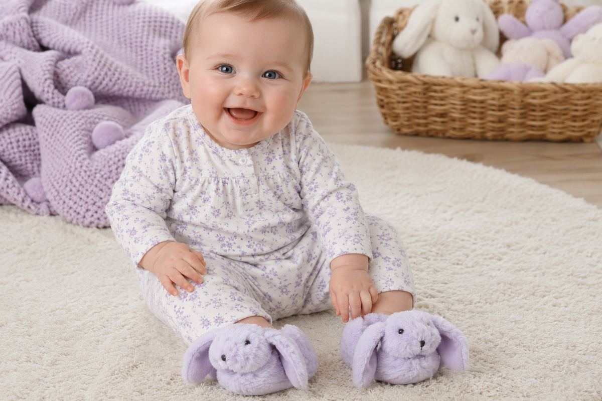 Jomanda Lilac Bunny Rabbit Baby Slippers 0-6 Months
