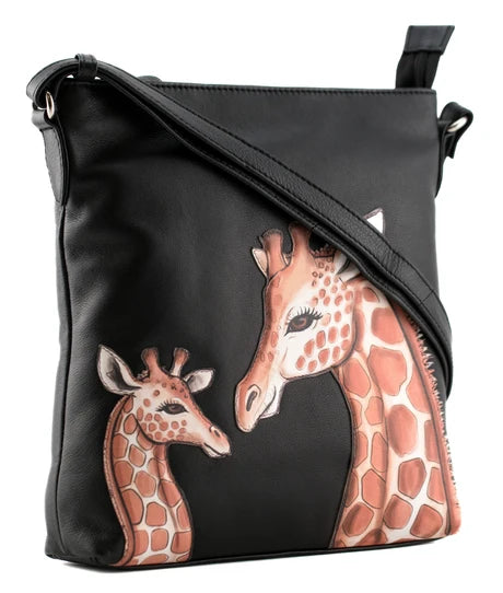 Mala Leather Tall Cross Body Shoulder Handbag + Dust Bag - Tall Tales Giraffe