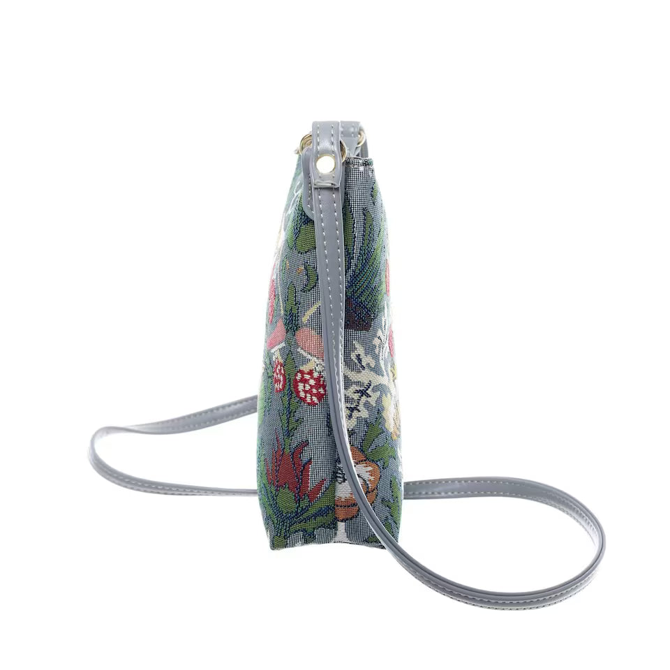 Signare Tapestry Sling Cross Body Bag - William Morris Strawberry Thief Grey