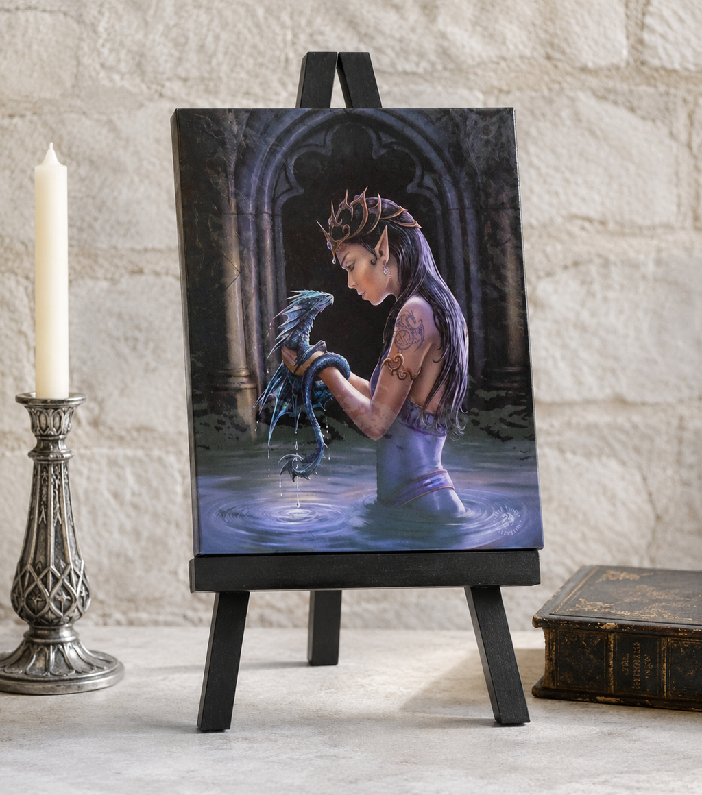 Anne Stokes Water Dragon Canvas Box Frame Wall Art 19 x 25cm | Spirit of Equinox