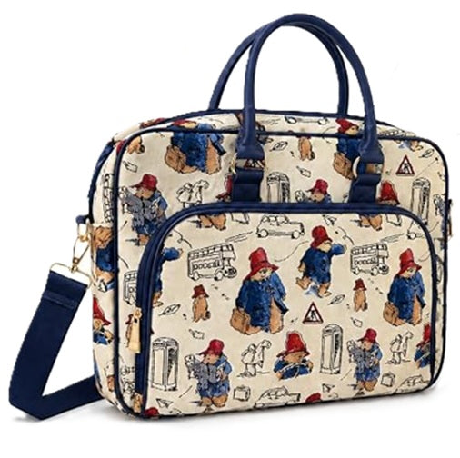 Signare Tapestry Computer Laptop & Shoulder Bag - Paddington Bear Cream