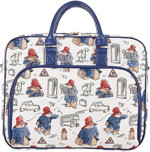 Signare Tapestry Computer Laptop & Shoulder Bag - Paddington Bear Cream