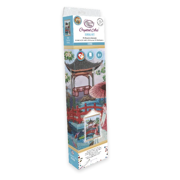 Craft Buddy Crystal Diamond Art Scroll Kit Japanese Garden Pavilion 35 x 45cm