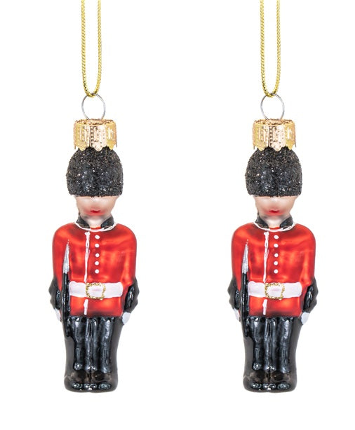 Sass & Belle London Guardsman 3D Glass Christmas Tree Baubles Set of 2