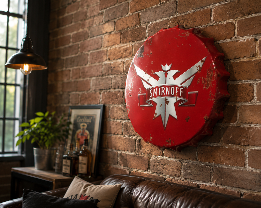 Vintage Retro Metal Bottle Cap Wall Sign Smirnoff