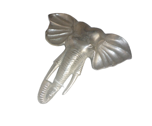 Sil Interiors Aluminium Elephant Head Wall Hook Silver 3D Metal Decoration