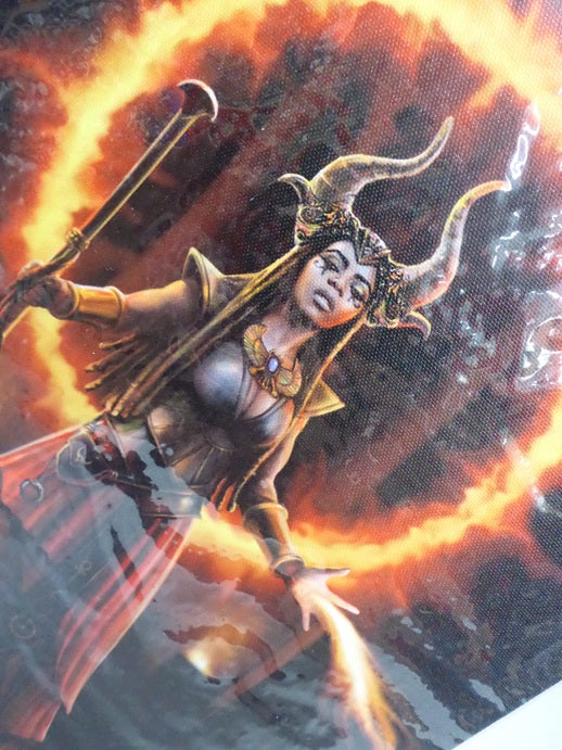Anne Stokes Fire Element Sorceress Canvas Box Frame Wall Art 19 x 25cm