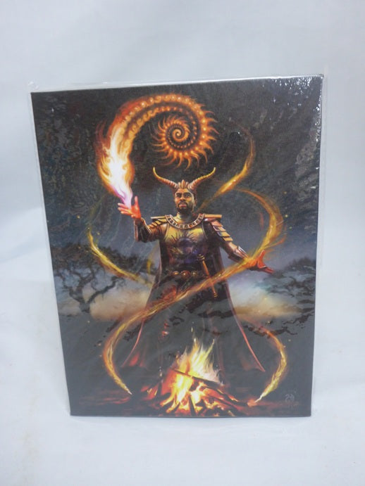 Anne Stokes Fire Element Wizard Canvas Box Frame Wall Art 19 x 25cm