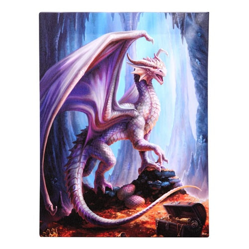 Anne Stokes Treasure Trove Dragon Canvas Box Frame Wall Art 19 x 25cm | Spirit of Equinox