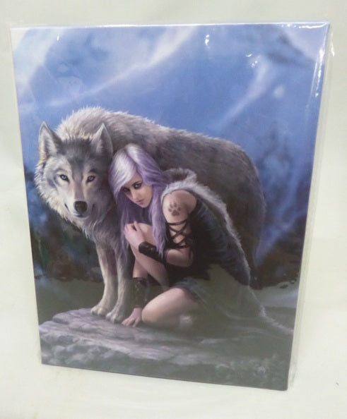 Anne Stokes Wolf Protector Canvas Box Frame Wall Art 19 x 25cm | Spirit of Equinox