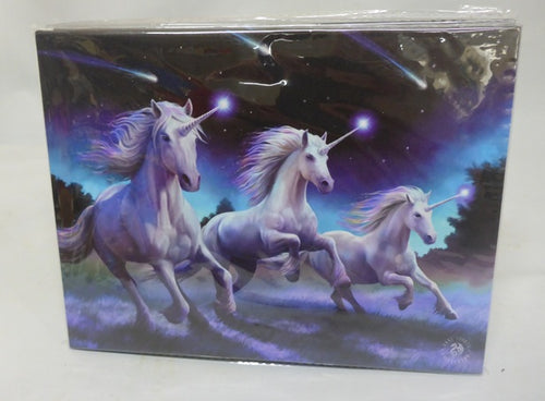 Anne Stokes Shooting Stars Unicorn Canvas Box Frame Wall Art 19 x 25cm | Spirit of Equinox