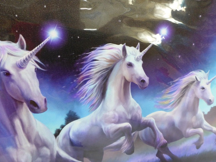 Anne Stokes Shooting Stars Unicorn Canvas Box Frame Wall Art 19 x 25cm | Spirit of Equinox