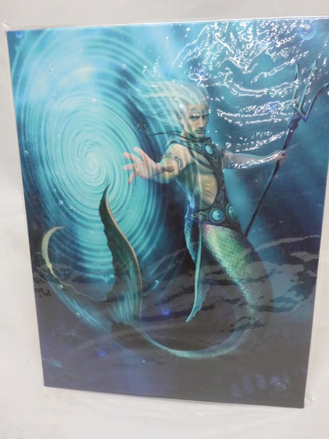 Anne Stokes Water Element Wizard Canvas Box Frame Wall Art 19 x 25cm