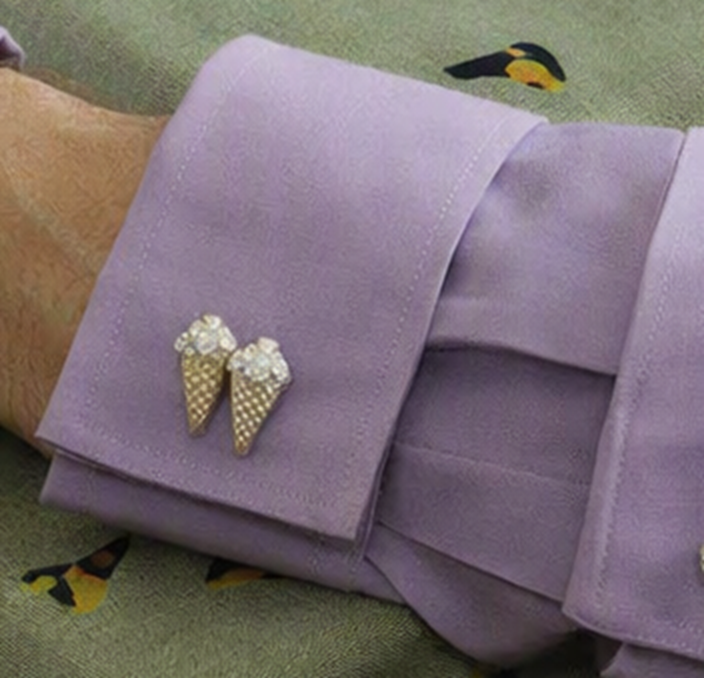 Black Ginger Ice Cream Cone Cufflinks Gift Box Set