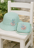 Black Ginger Children's Blue Bunny Foldable Sun Hat and Matching Bag Set