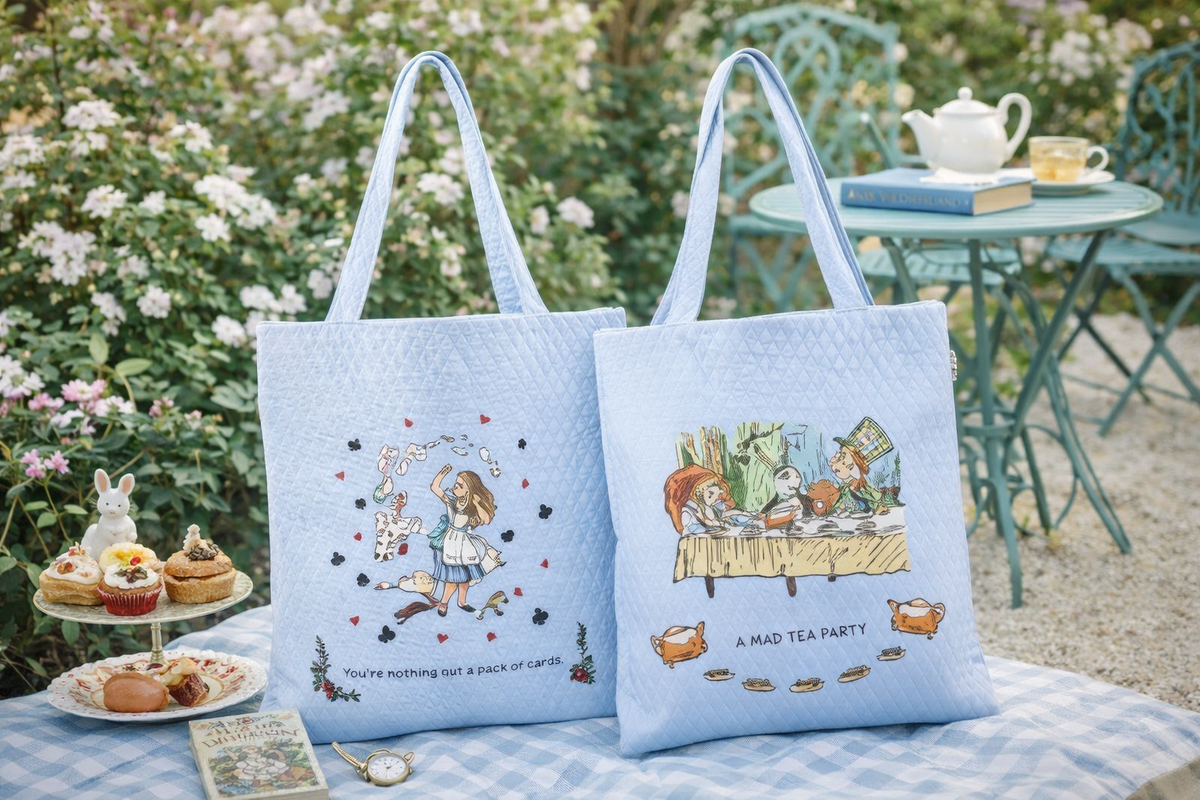 Signare Tapestry Flat Tote Shopper Bag - Alice in Wonderland Tea Party