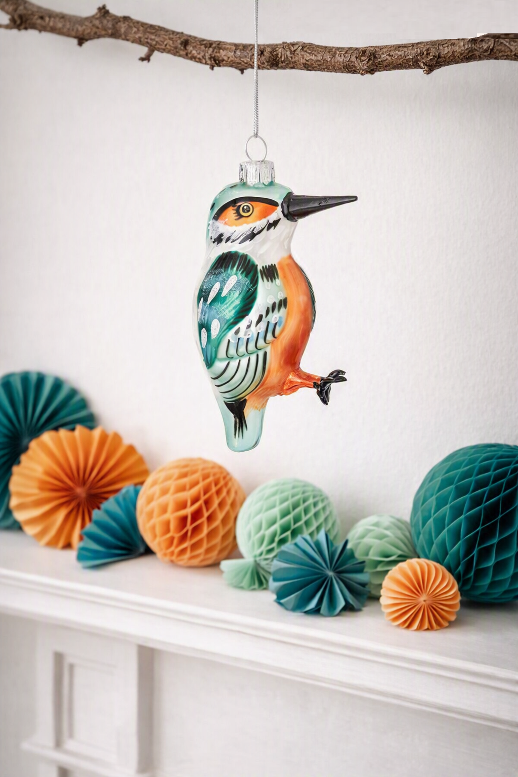 Sass & Belle 3D Glass Kingfisher Christmas Tree Bauble