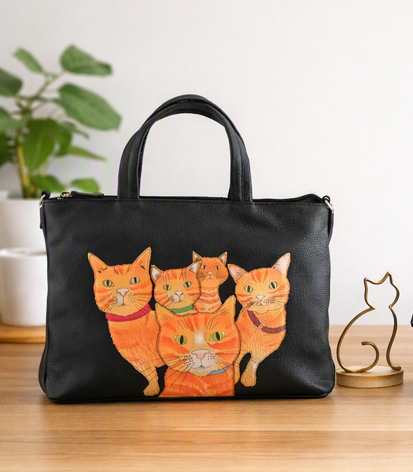 Mala Leather Kitty Crew Ginger Cat Multiway Grab Bag with Dust Bag