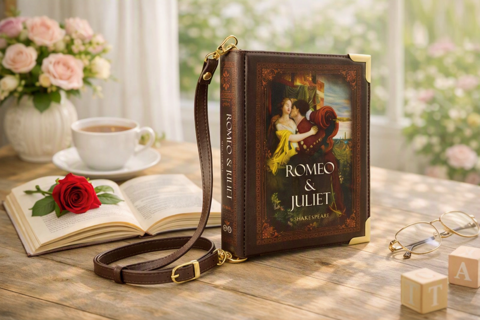 Well Read Romeo & Juliet Book Cross Body Shoulder Bag + Dust Bag Red