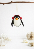Sass & Belle Penguin with Earmuffs Felt Hanging Christmas Tree Decoration