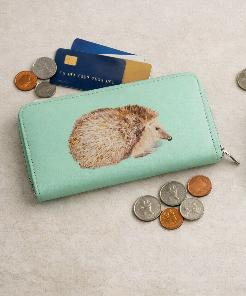 Black Ginger x Kat Jackson Hedgehog Large Zip Purse