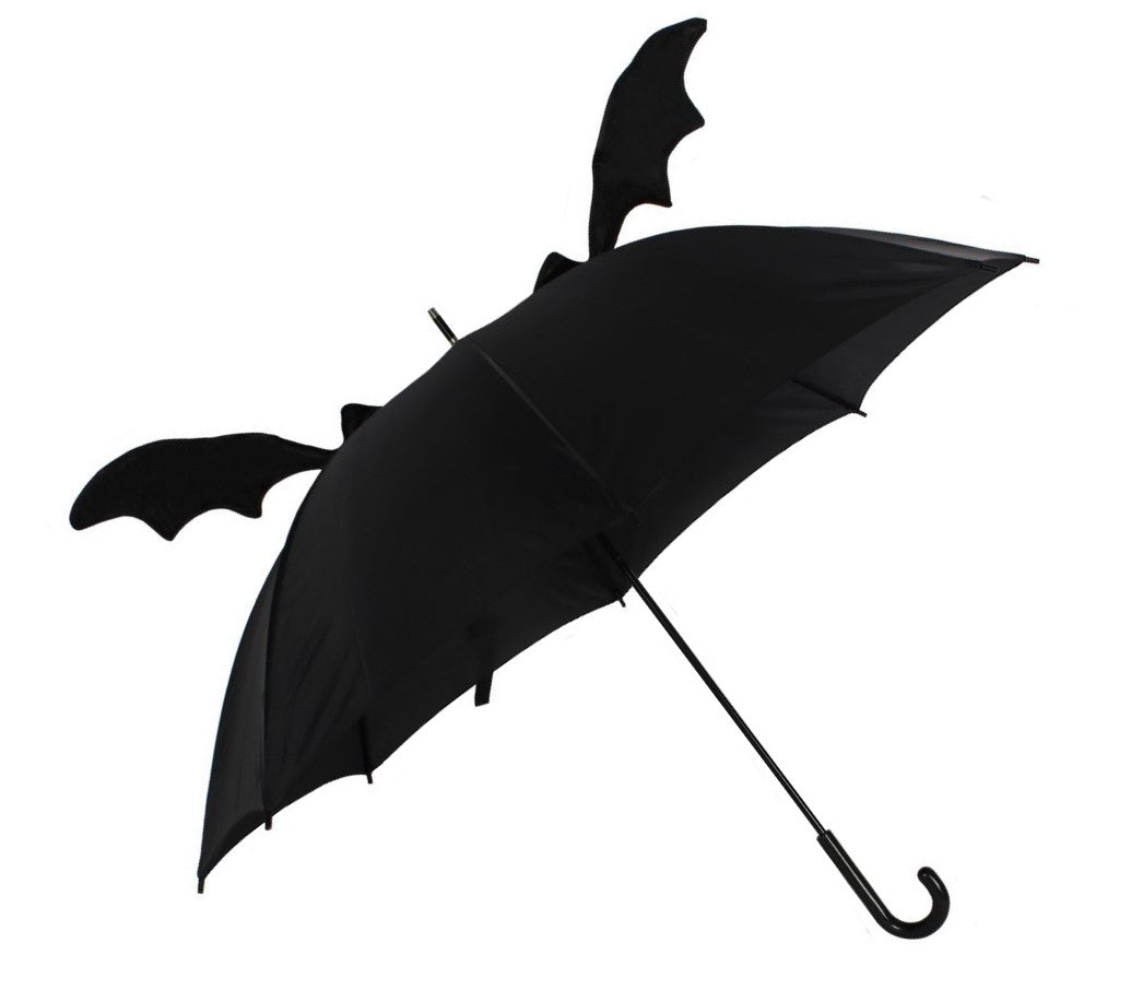 Gothic 3D Bat Wings Stick Umbrella | Black | Something Different