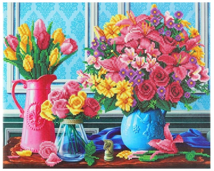 Beautiful Blooms Crystal Art Canvas Kit | 40 x 50cm | Craft Buddy