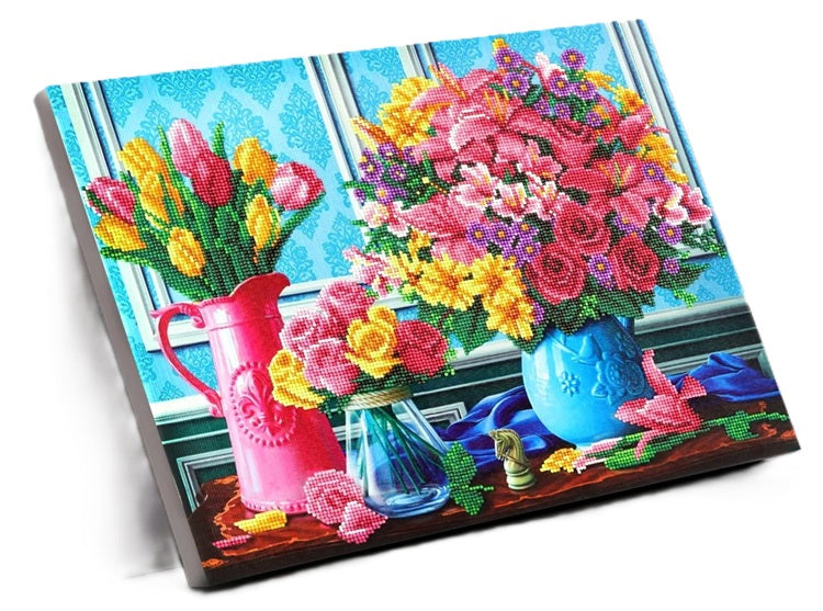 Beautiful Blooms Crystal Art Canvas Kit | 40 x 50cm | Craft Buddy