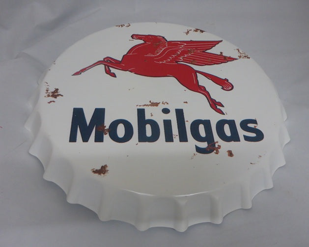 Mobilgas Pegasus Vintage Metal Bottle Top Wall Sign Retro Bar & Man Cave Décor