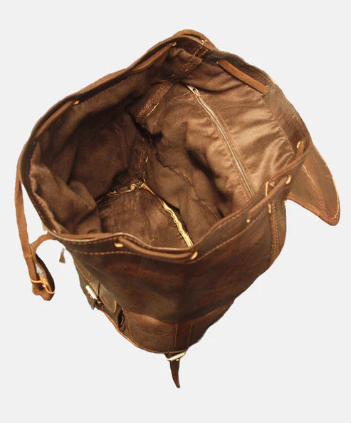 Berber Leather Larache Large Rucksack Backpack | Chestnut Brown | Handmade in Morocco