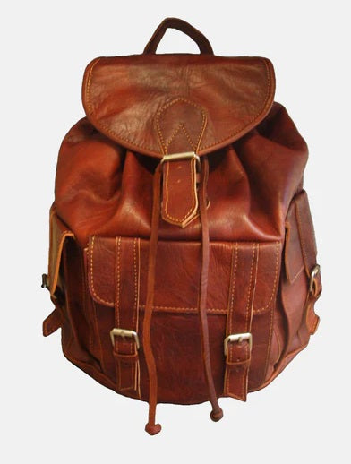 Berber Leather Larache Large Rucksack Backpack | Chestnut Brown | Handmade in Morocco