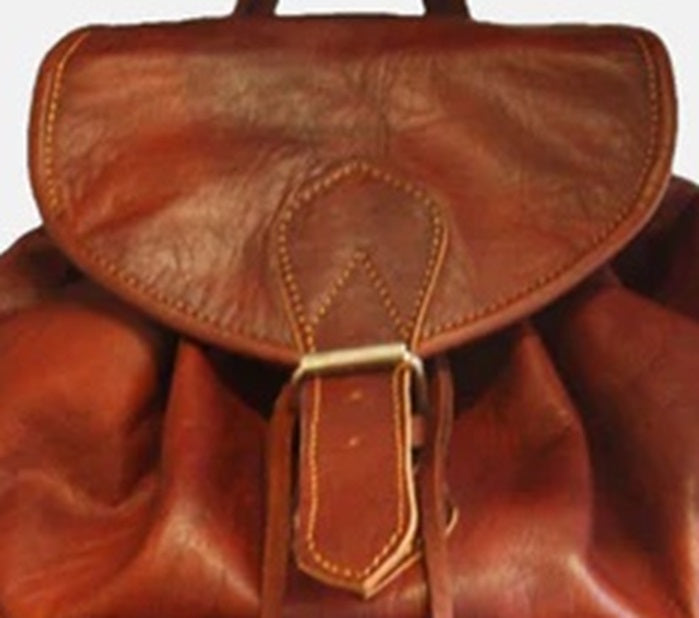 Berber Leather Larache Large Rucksack Backpack | Chestnut Brown | Handmade in Morocco