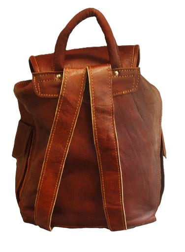 Berber Leather Larache Large Rucksack Backpack | Chestnut Brown | Handmade in Morocco
