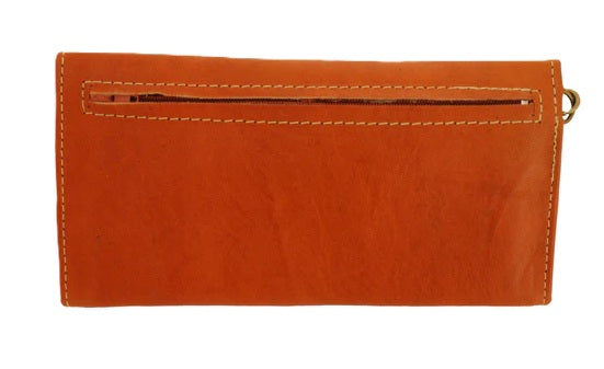 Berber Leather Large Tri-Fold Wristlet Clutch Purse - Handmade Moroccan Leather