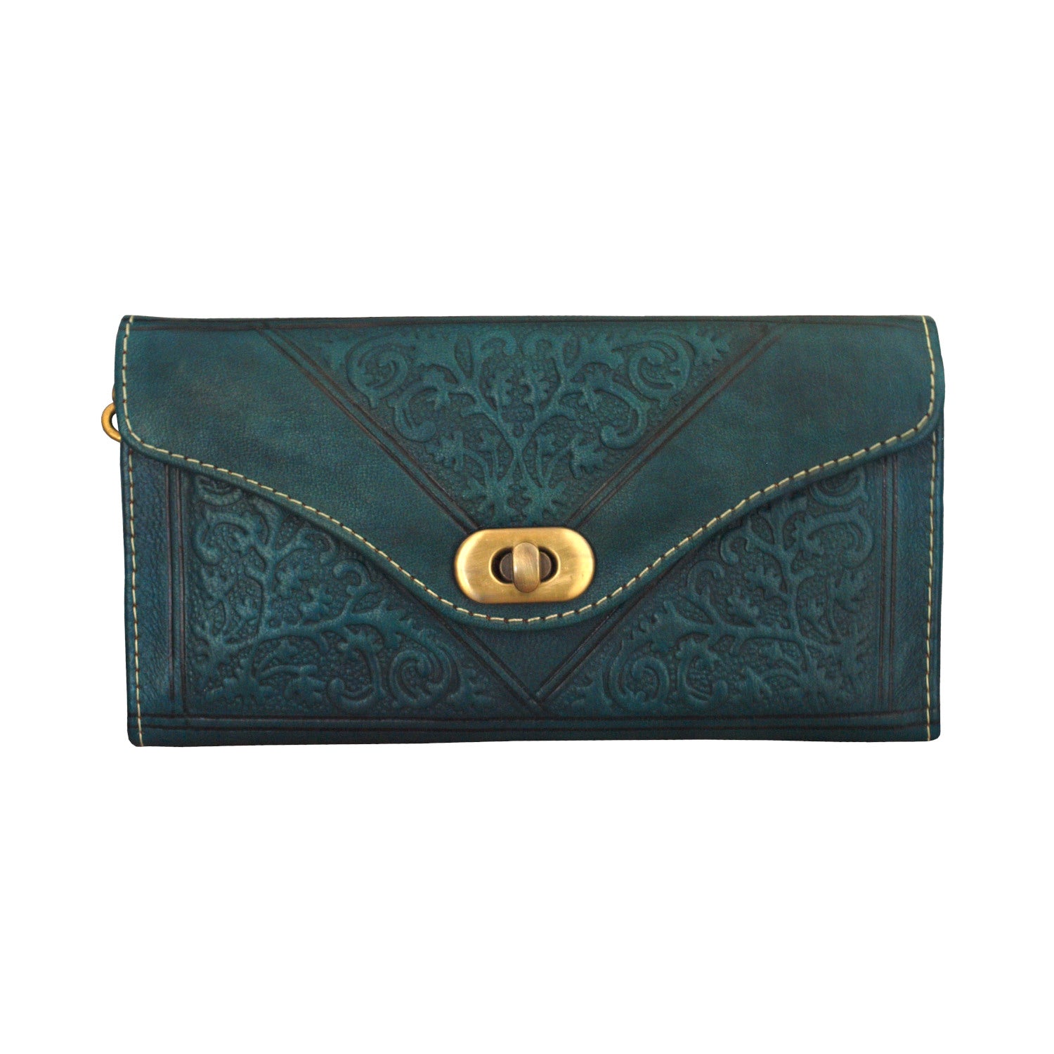 Berber Leather Large Tri-Fold Wristlet Clutch Purse - Handmade Moroccan Leather