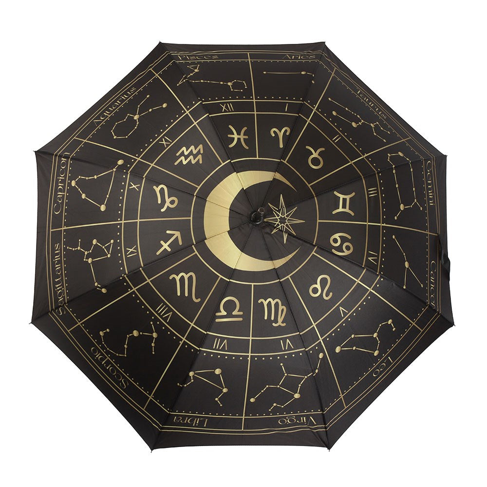 Spirit of Equinox Black Astrology Wheel Night Sky Walking Stick Umbrella