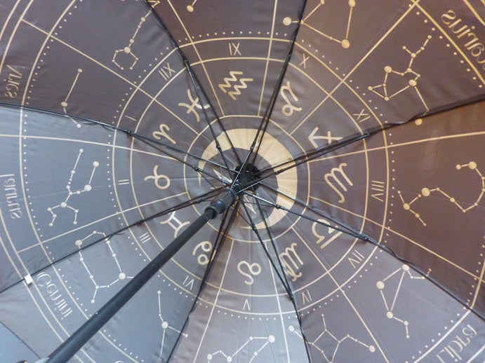 Spirit of Equinox Black Astrology Wheel Night Sky Walking Stick Umbrella