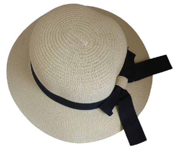 Black Ginger Foldable Wide Brim Sun Hat Natural with Black Bow & Travel Bag
