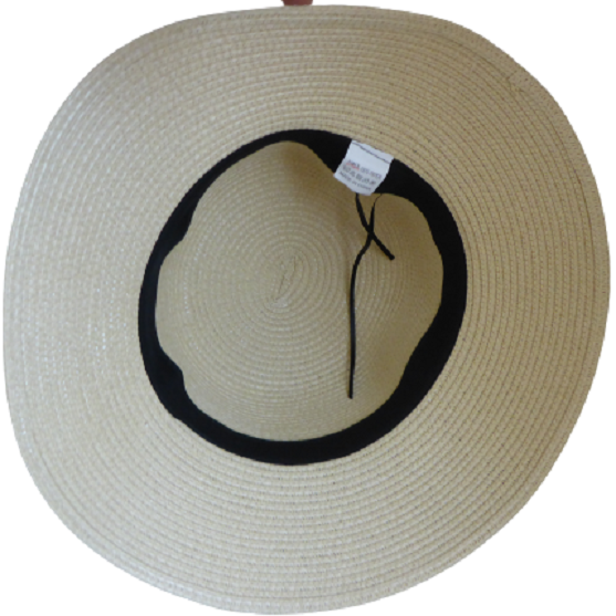 Black Ginger Foldable Wide Brim Sun Hat Natural with Black Bow & Travel Bag