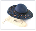 Black Ginger Foldable Wide Brim Sun Hat Animal Print Blue & Brown with Travel Bag