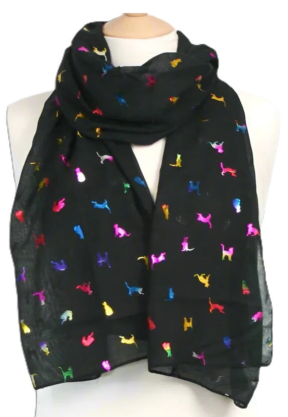 Black Ginger Biccari Black Rainbow Foil Cat Scarf