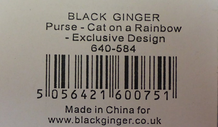 Black Ginger Cat on a Rainbow Large Zip Purse