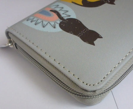 Black Ginger Cat on a Rainbow Large Zip Purse