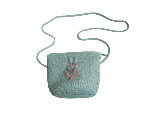 Black Ginger Children's Blue Bunny Foldable Sun Hat and Matching Bag Set
