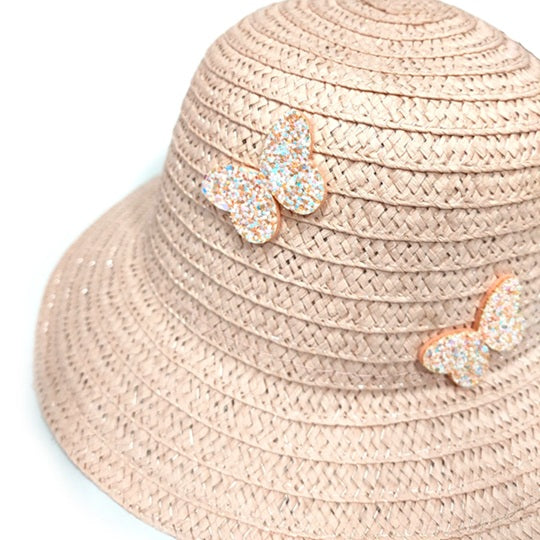 Black Ginger Children's Pink Butterfly Foldable Sun Hat & Bag Set