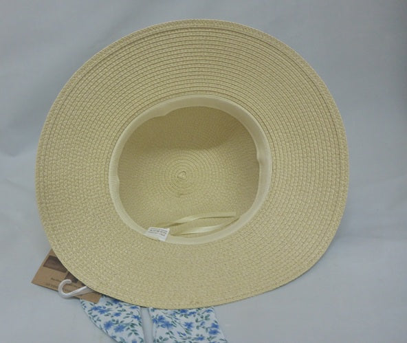Black Ginger Foldable Sun Hat with Daisy Ribbon Band & Travel Bag Natural