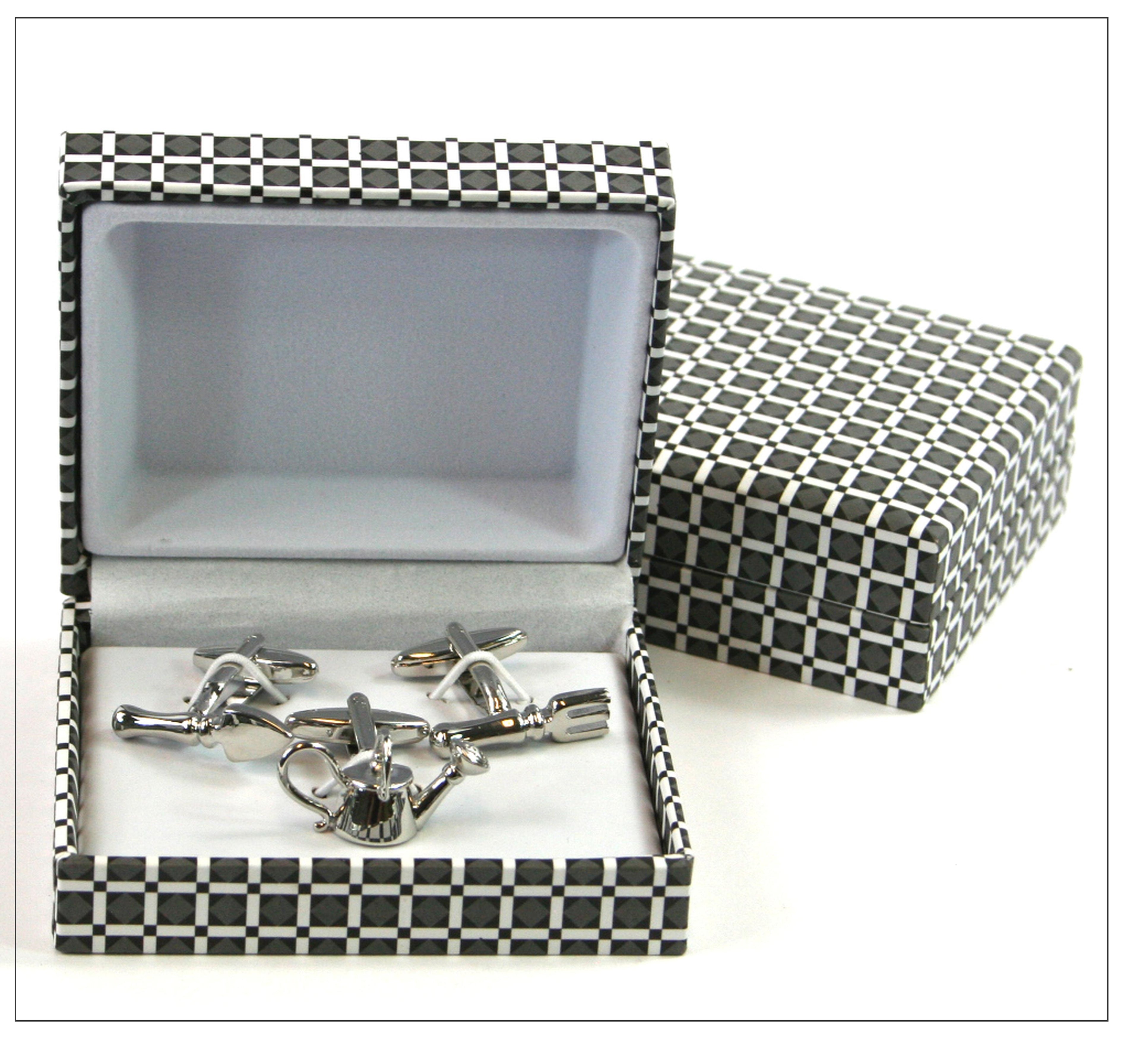 Black Ginger Garden Design Cufflinks 3 Piece Gift Box Set