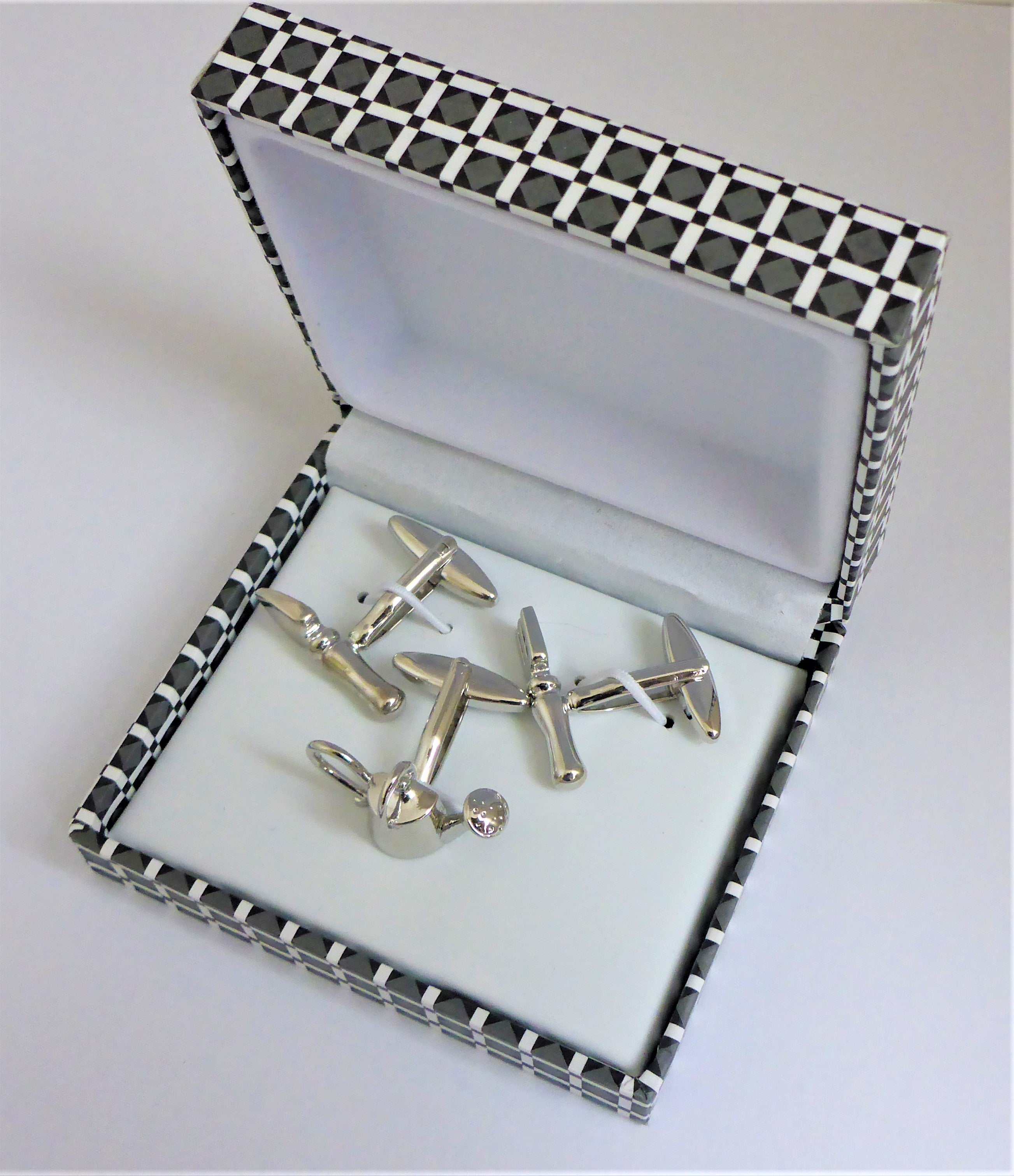 Black Ginger Garden Design Cufflinks 3 Piece Gift Box Set